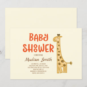 Beautiful Doodle Watercolor Giraffe Baby Shower Invitation