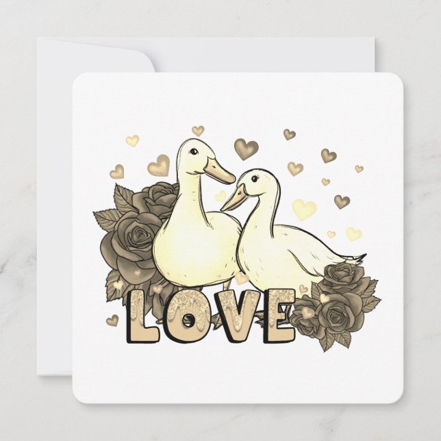 Beautiful Dove Couple In Love With Roses (Front)