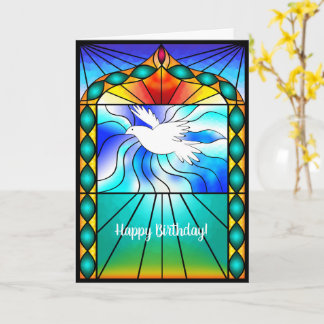 Beautiful Dove Stained Glass Window Card