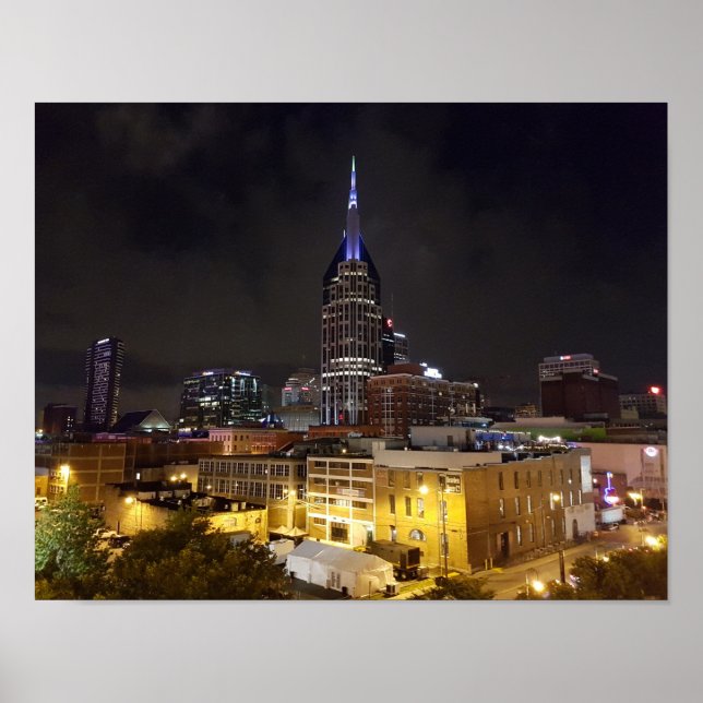 Beautiful Downtown Nashville Tennessee at Night Poster (Front)