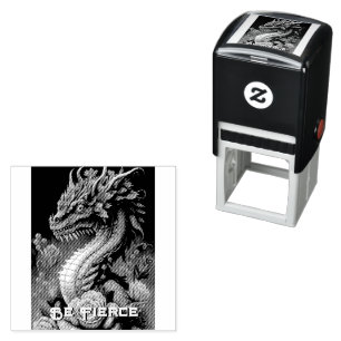 Beautiful Dragon and Flowers Self-inking Stamp