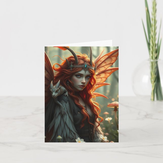 Beautiful Dragon Fairy Portrait Card (Front)