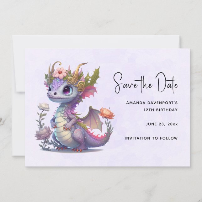 Beautiful Dragon with Elegant Crown Save The Date (Front)
