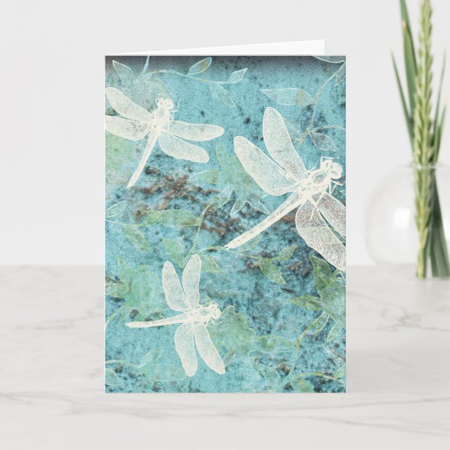 Beautiful Dragonflies Damselflies Floral Card (Front)