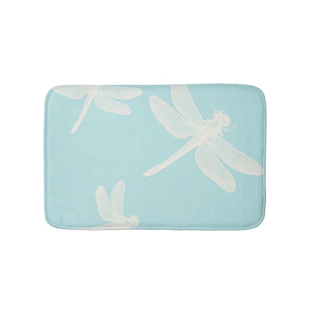 Beautiful Dragonfly Blue Pattern Bath Mat (Front)