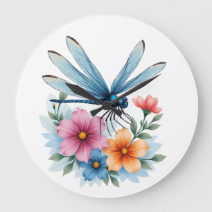 Beautiful Dragonfly Watercolor Art Insect Lover Ea Large Clock