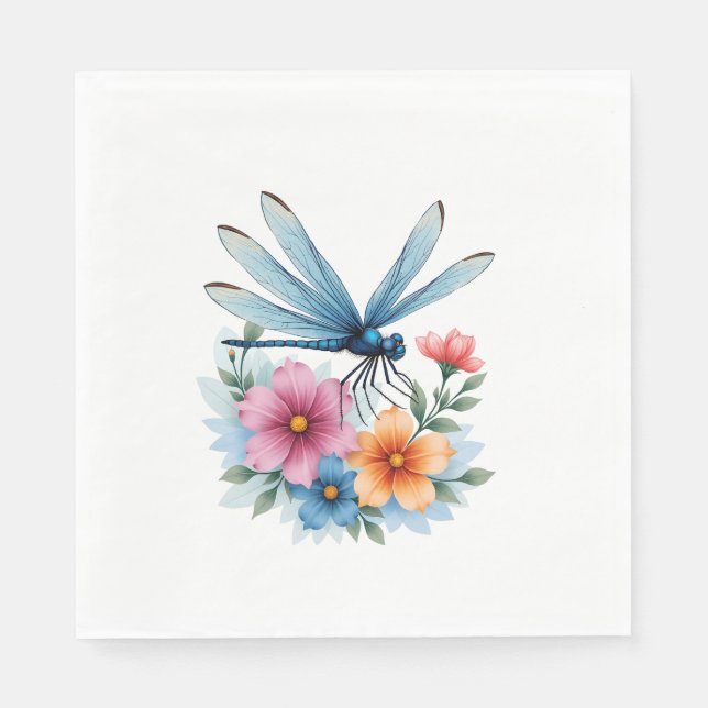 Beautiful Dragonfly Watercolor Art Insect Lover Ea Napkin (Front)
