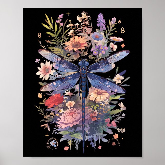 Beautiful Dragonfly Watercolor Art Insect Lover Poster (Front)