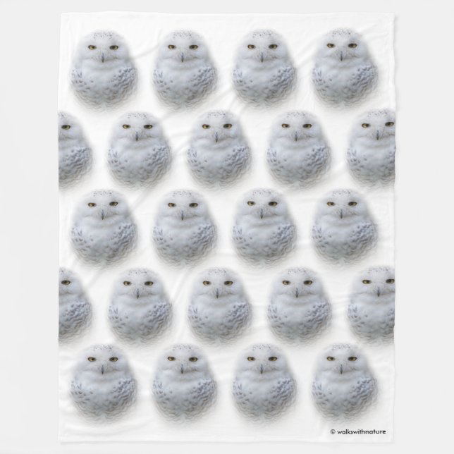 Beautiful, Dreamy and Serene Snowy Owl Fleece Blanket (Front)