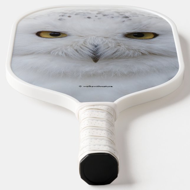 Beautiful, Dreamy and Serene Snowy Owl Pickleball Paddle (Laydown)