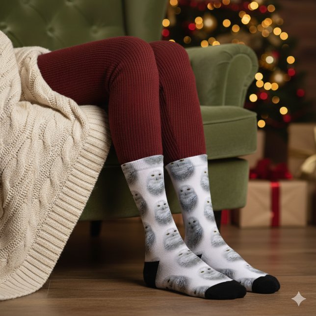 Beautiful, Dreamy and Serene Snowy Owl Socks (Snowy Owls Crew Socks Cover Photo)