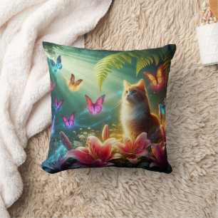 Beautiful dreamy butterflies & Cat Cushion