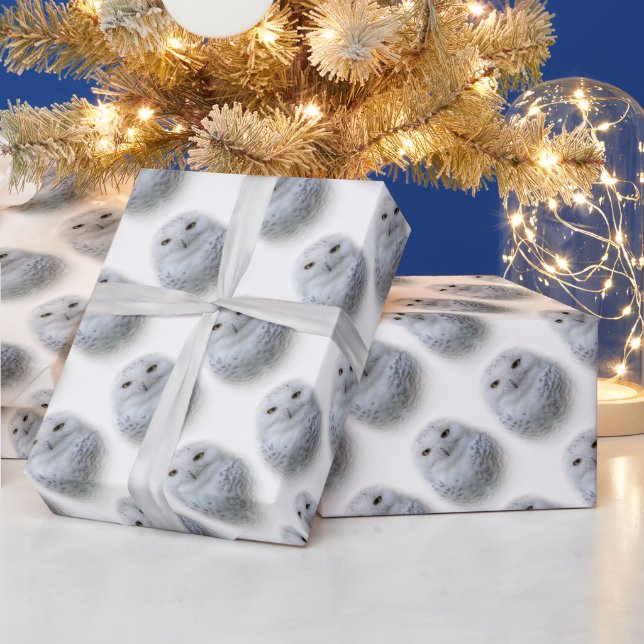 Beautiful Dreamy Serene Snowy Owl Wrapping Paper (Holidays)