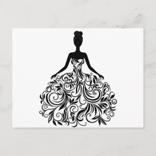 Beautiful Dress Girl Wedding Party Long Postcard