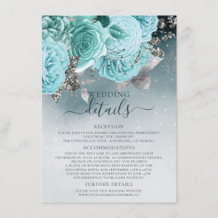 Beautiful Dusty Blue Floral Wedding Details Enclosure Card
