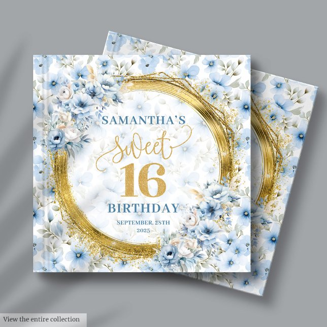 Beautiful Dusty Blue Sweet Sixteen Guest Book Gift (Beautiful Dusty Blue Sweet Sixteen Guest Book Gift)