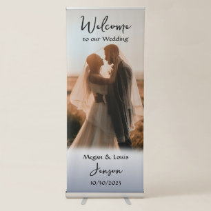 Beautiful Dusty Bluish Grey Photo Wedding   Retractable Banner