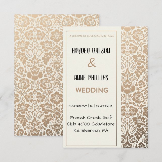 Beautiful dusty floral wedding invitation (Front/Back)