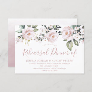 Beautiful Dusty Rose Blush Pink Rehearsal Dinner Invitation