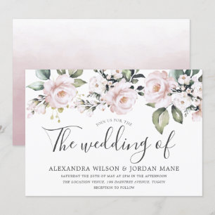 Beautiful Dusty Rose Blush Pink Wedding Invitation