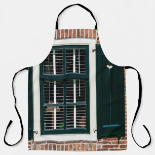 Beautiful dutch traditional houses. Brick wall wit Apron