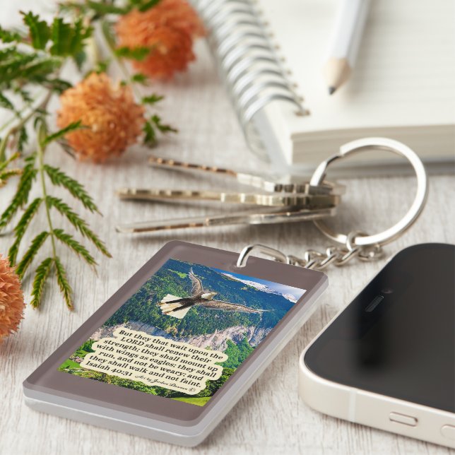 Beautiful Eagle Scripture Isaiah 40:31 Key Ring (Front Right)