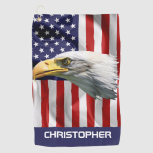 Beautiful Eagle, The American Flag, Patriotic Golf Towel
