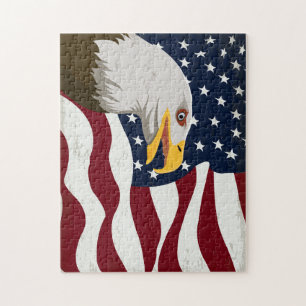Beautiful Eagle & USA Flag Jigsaw Puzzle