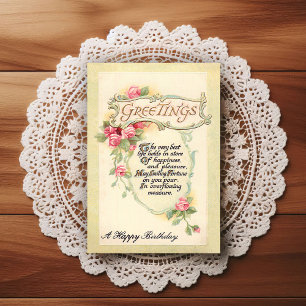 Beautiful Early 1900's Vintage Birthday Greeting Postcard