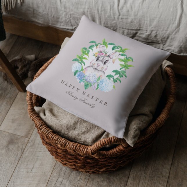 Beautiful Easter Bunny Floral Wreath Cushion (Creator Uploaded)