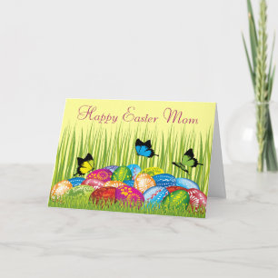 Beautiful Easter Eggs & Butterflies Mum Holiday Card
