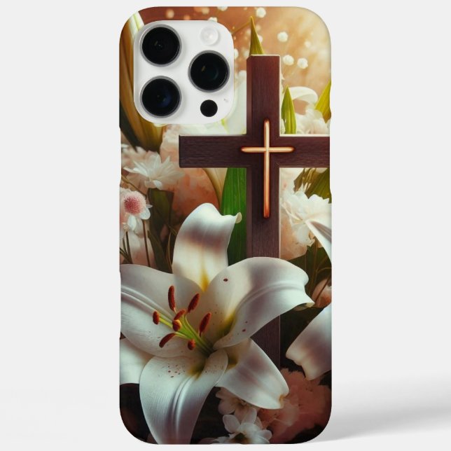 Beautiful Easter lily cross Case-Mate iPhone Case (Back)