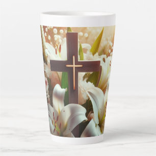 Beautiful Easter lily cross Latte Mug