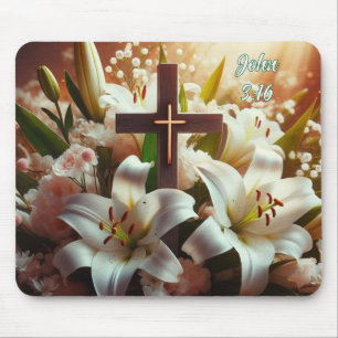 Beautiful Easter lily cross Mouse Mat