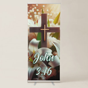 Beautiful Easter lily cross Retractable Banner