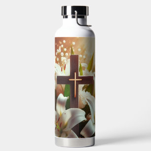 Beautiful Easter lily cross Water Bottle