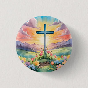 Beautiful Easter Watercolor Art 3 Cm Round Badge