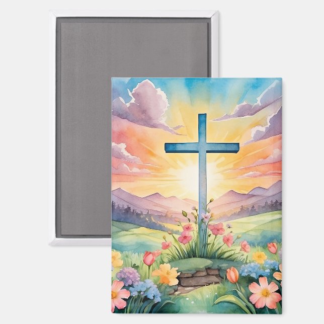 Beautiful Easter Watercolor Art Magnet (Front/Back)