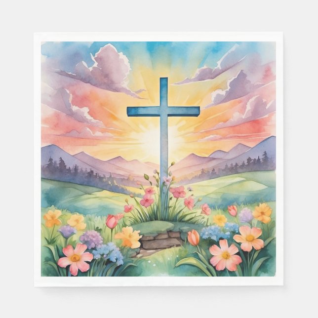 Beautiful Easter Watercolor Art Napkin (Front)
