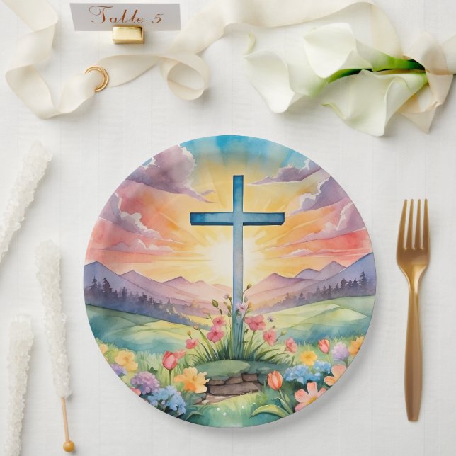 Beautiful Easter Watercolor Art Paper Plate (Wedding)