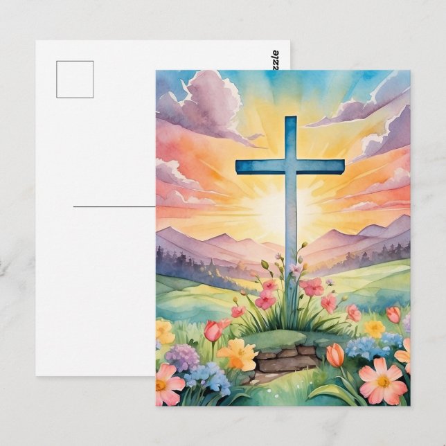 Beautiful Easter Watercolor Art Postcard (Front/Back)