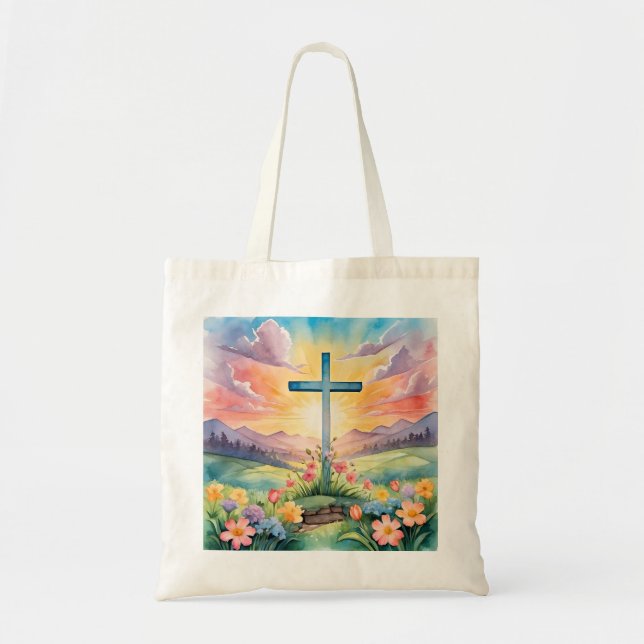 Beautiful Easter Watercolor Art Tote Bag (Front)