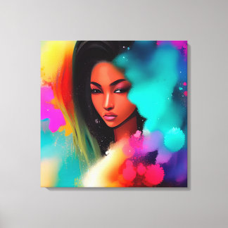 Beautiful ebony girl abstract canvas print