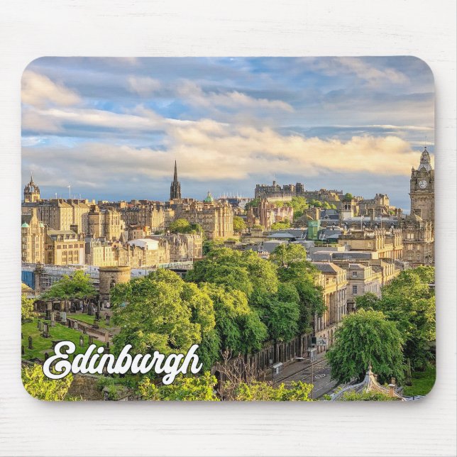 Beautiful Edinburgh Skyline, Scotland Mouse Mat (Front)