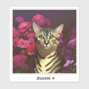 Beautiful Egyptian Mau Cat in a Night Garden  