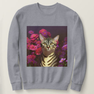 Beautiful Egyptian Mau Cat in a Night Garden Sweatshirt