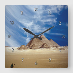 Beautiful Egyptian Pyramids on a Sunny Day Square Wall Clock