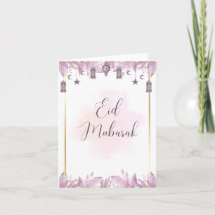 Beautiful Eid Mubarak Greeting Card (Purple Colour