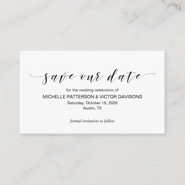 Beautiful Elegance, Black,, Save the date Enclosure Card (Front)