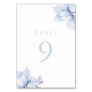 Beautiful Elegance Blue Floral Wedding Table Number